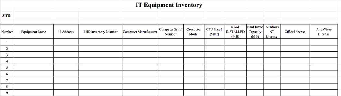 IT Equipment Inventory Worksheet Download In Excel Format