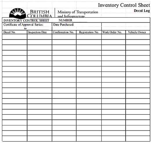 Inventory Control Sheet Download Templates Sample