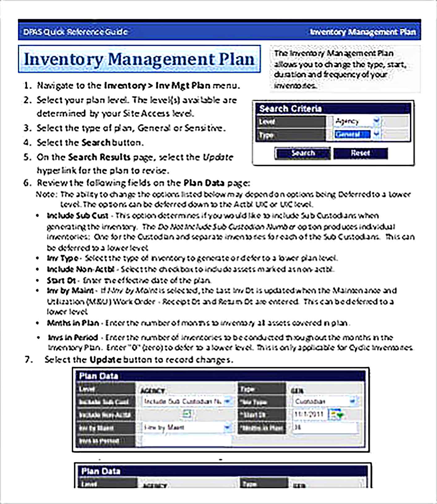Inventory Management Plan Template