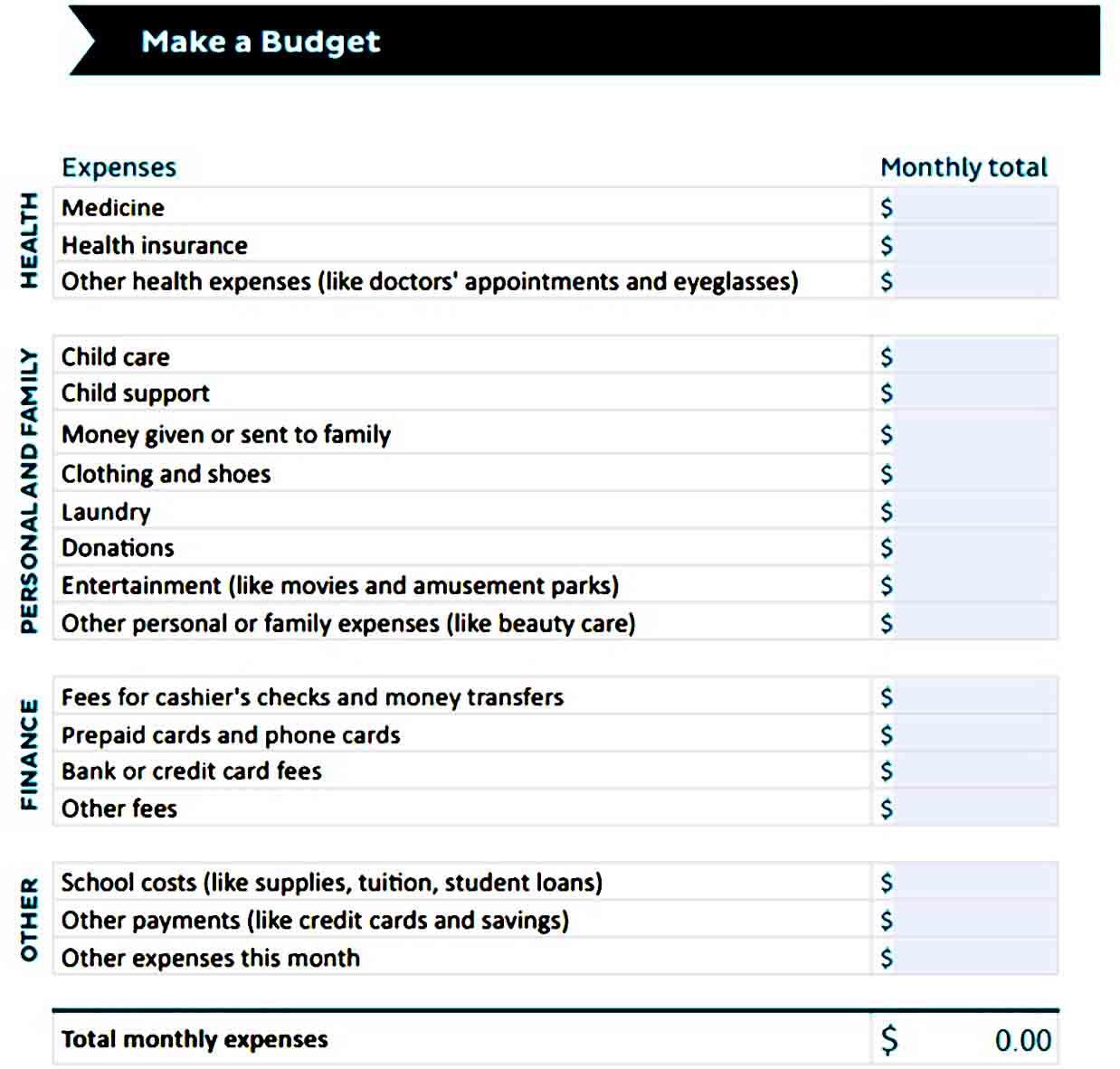 Marketing Monthly Budget Worksheet Template