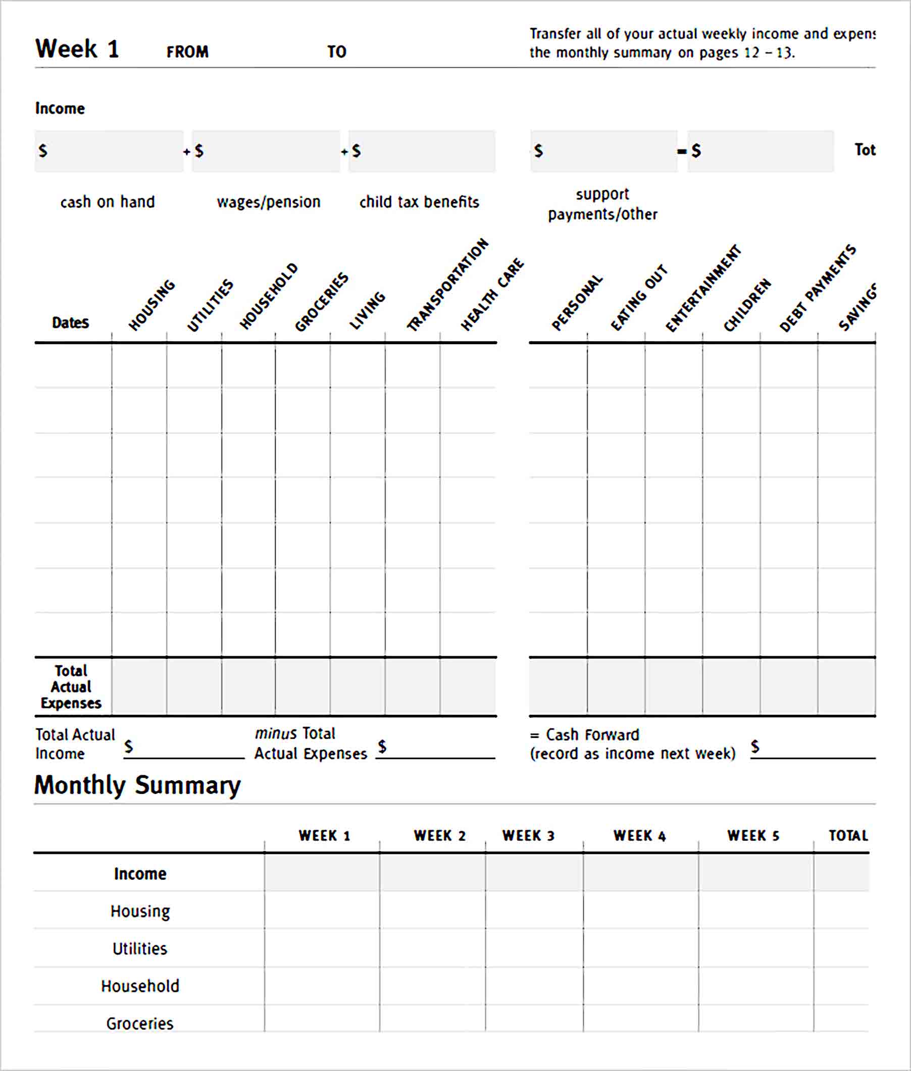 Monthly Expences Budget Tracker Template