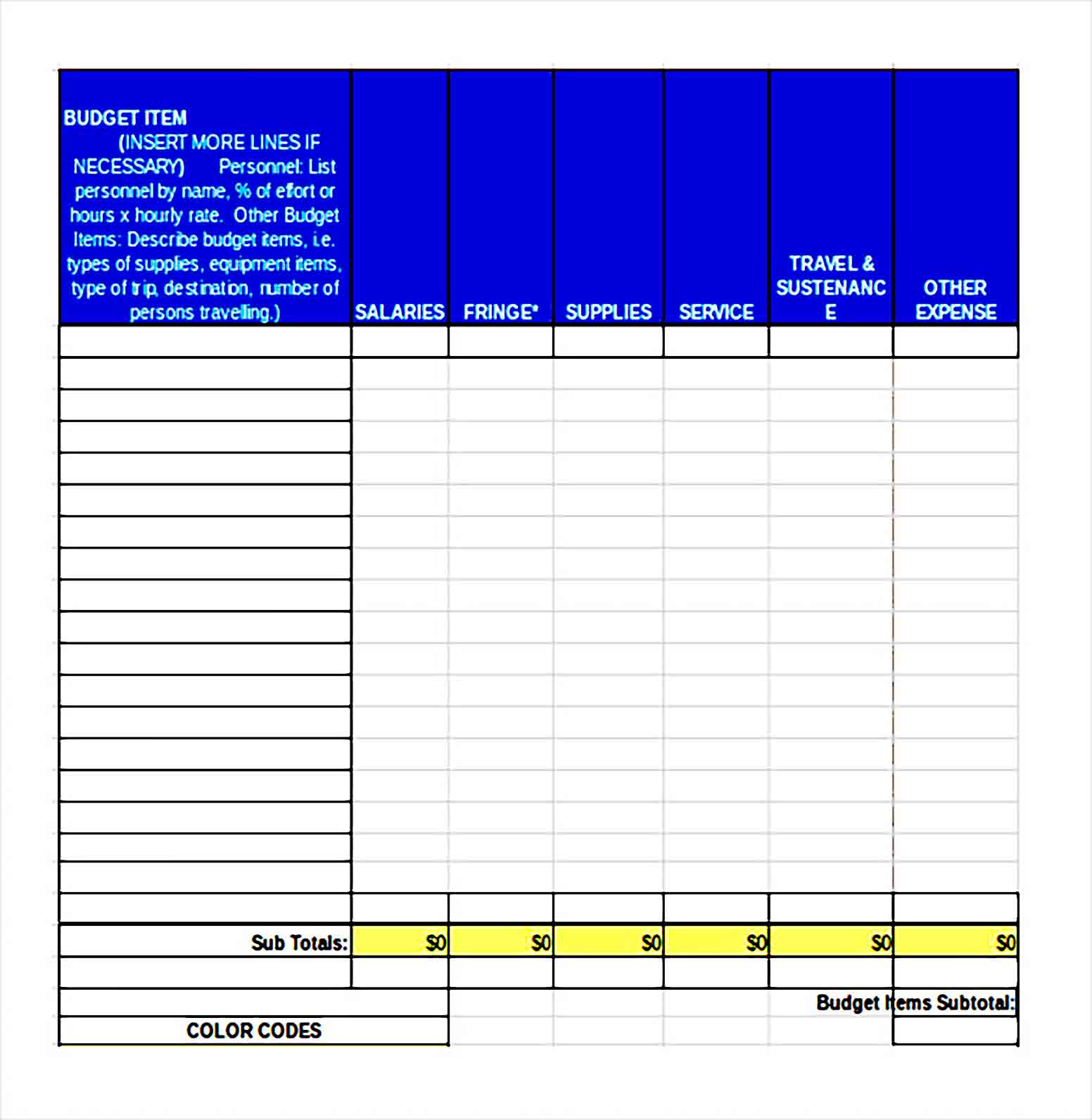 One Year Excel Budget Template