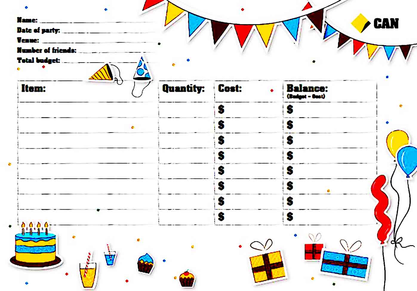 Party Planner Budget Template