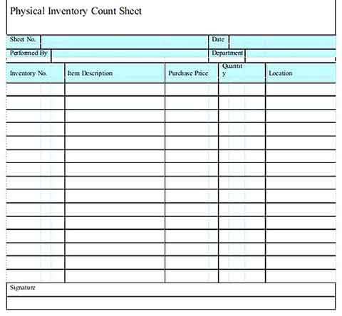 Printable Physical Inventory Count Sheet Templates Sample