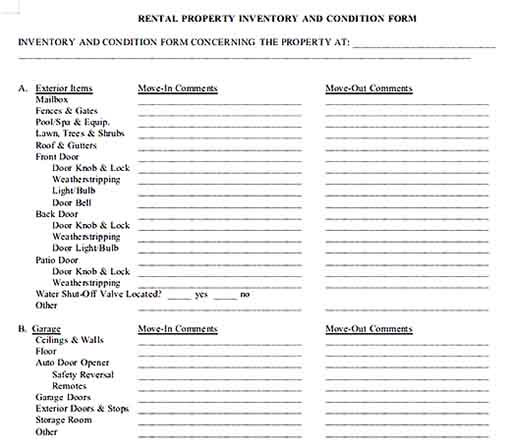 Rental Property Condition Inventory Documentation Download Templates Sample 1