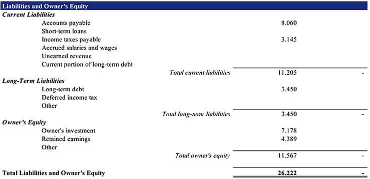 Sample Business Balance Sheet Template 2