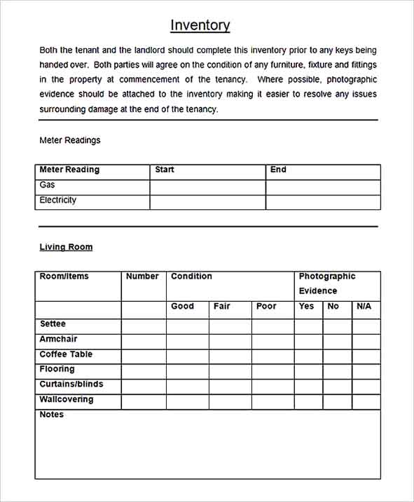 Sample Landlord Inventory Checklist