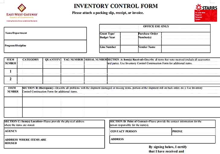 Simple Inventory Control Templates Sample