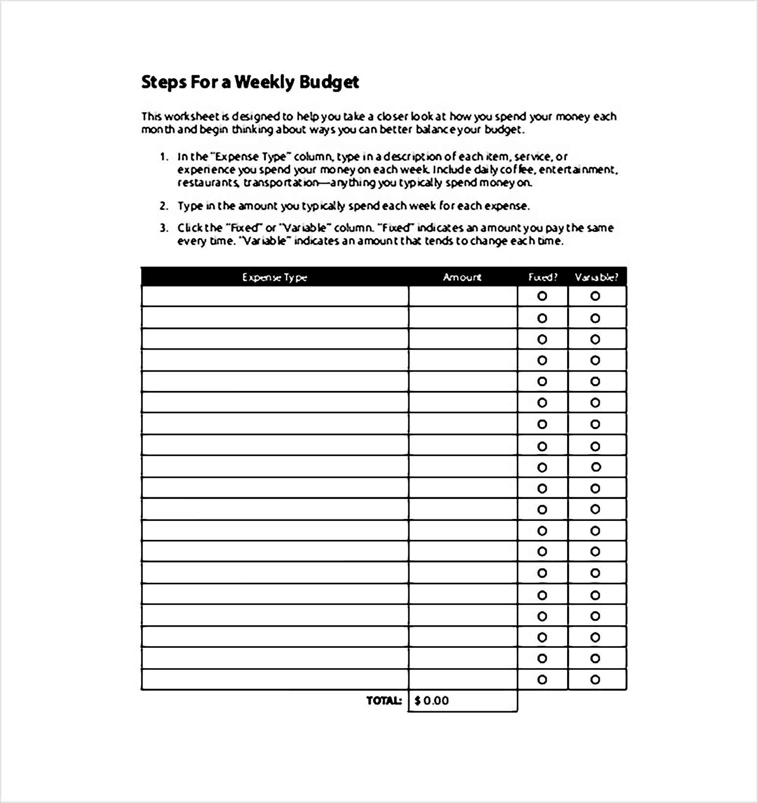 Steps For a Weekly Budget PDF Download