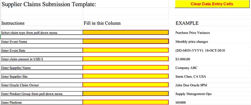 Supplier Claims Submission Inventory Excel Templates Sample