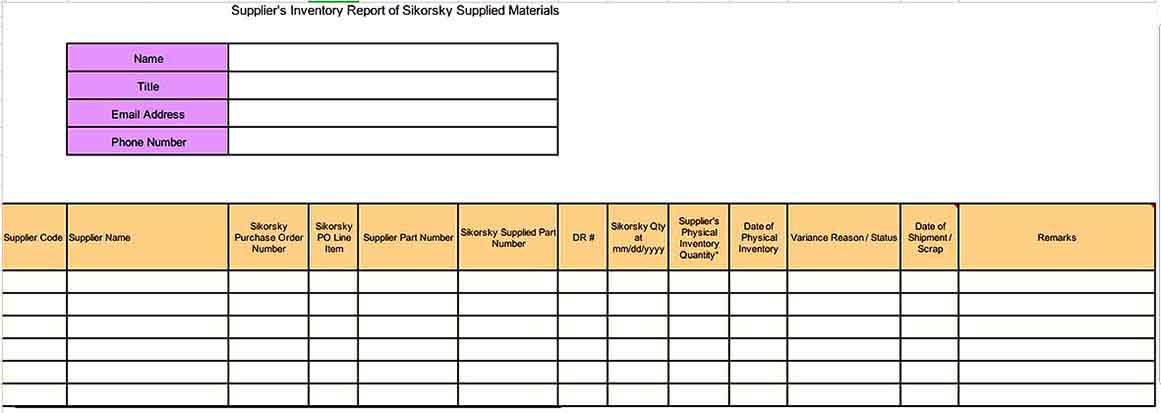 Supplier Inventory Report In Excel Templates Sample