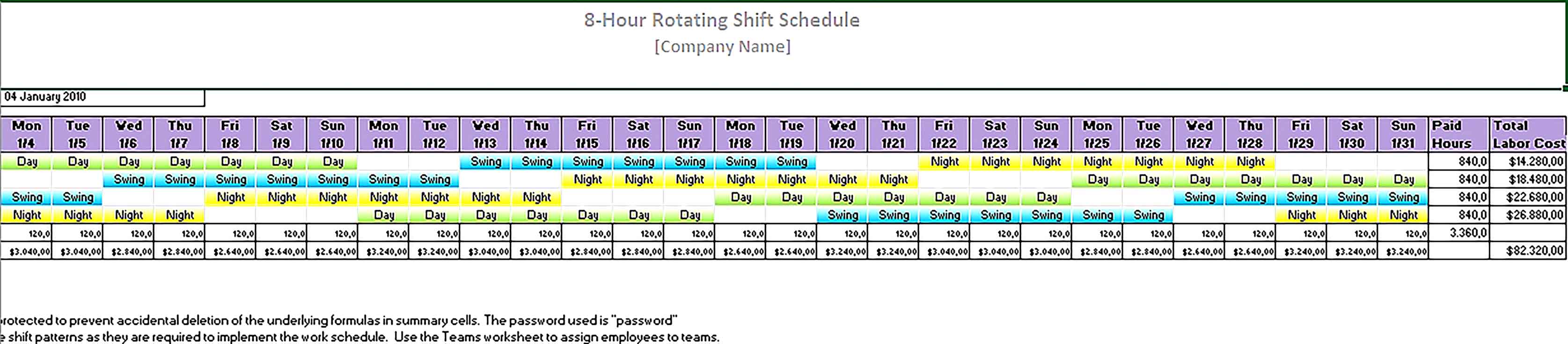 Template 8 Hour rotating shift schedule1 Sample