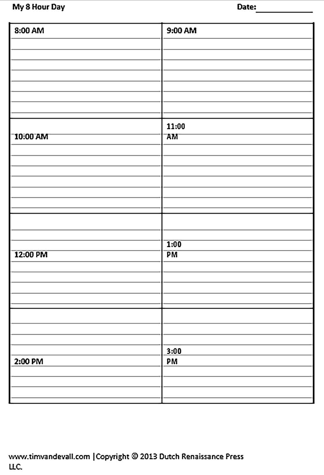 Template 8 Hours Family Schedule Sample
