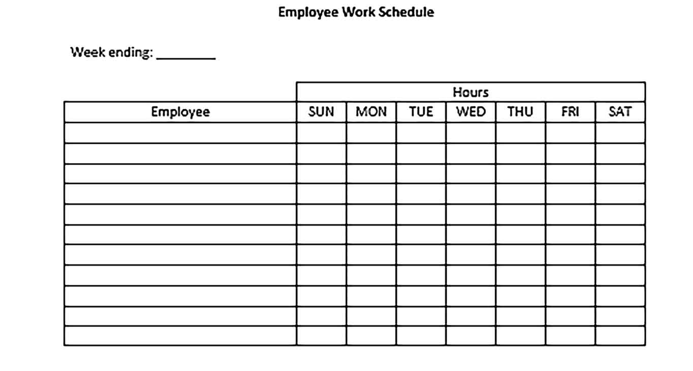 Template Blank Employee Daily Work Schedule Sample