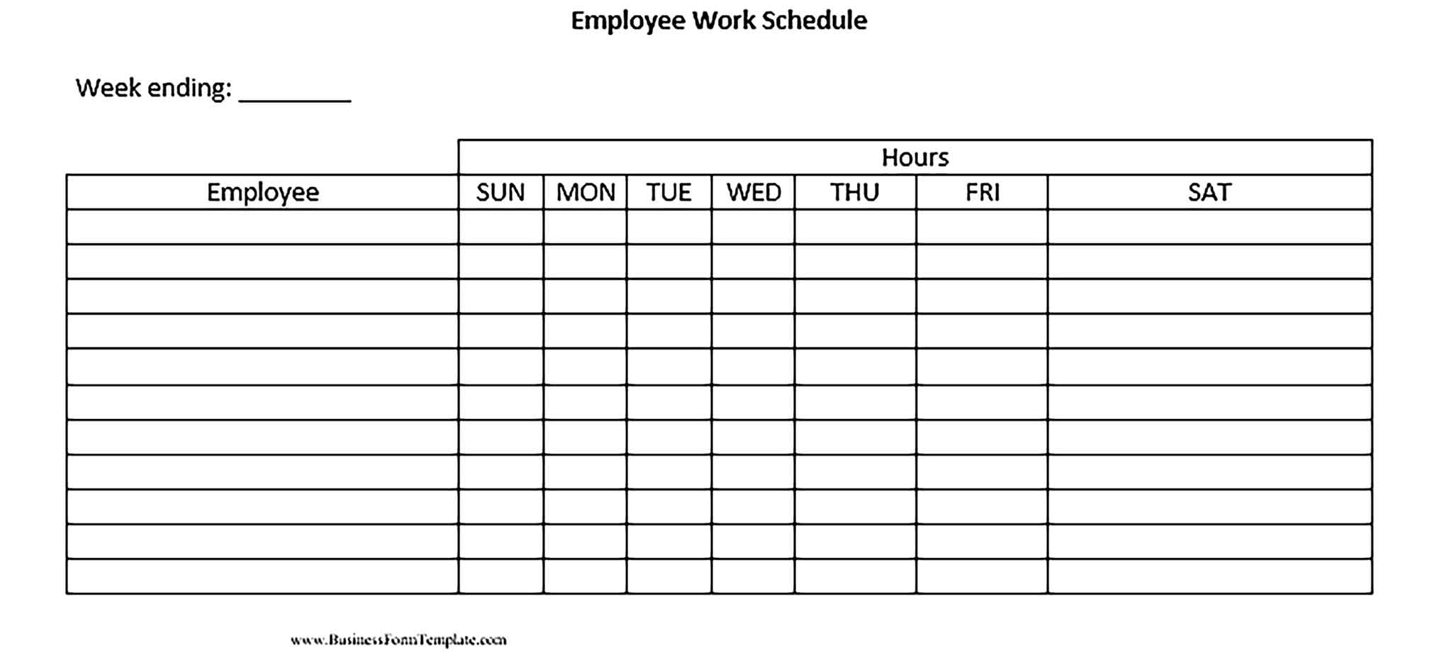 Template Blank Employee Work Schedule Word Doc Sample