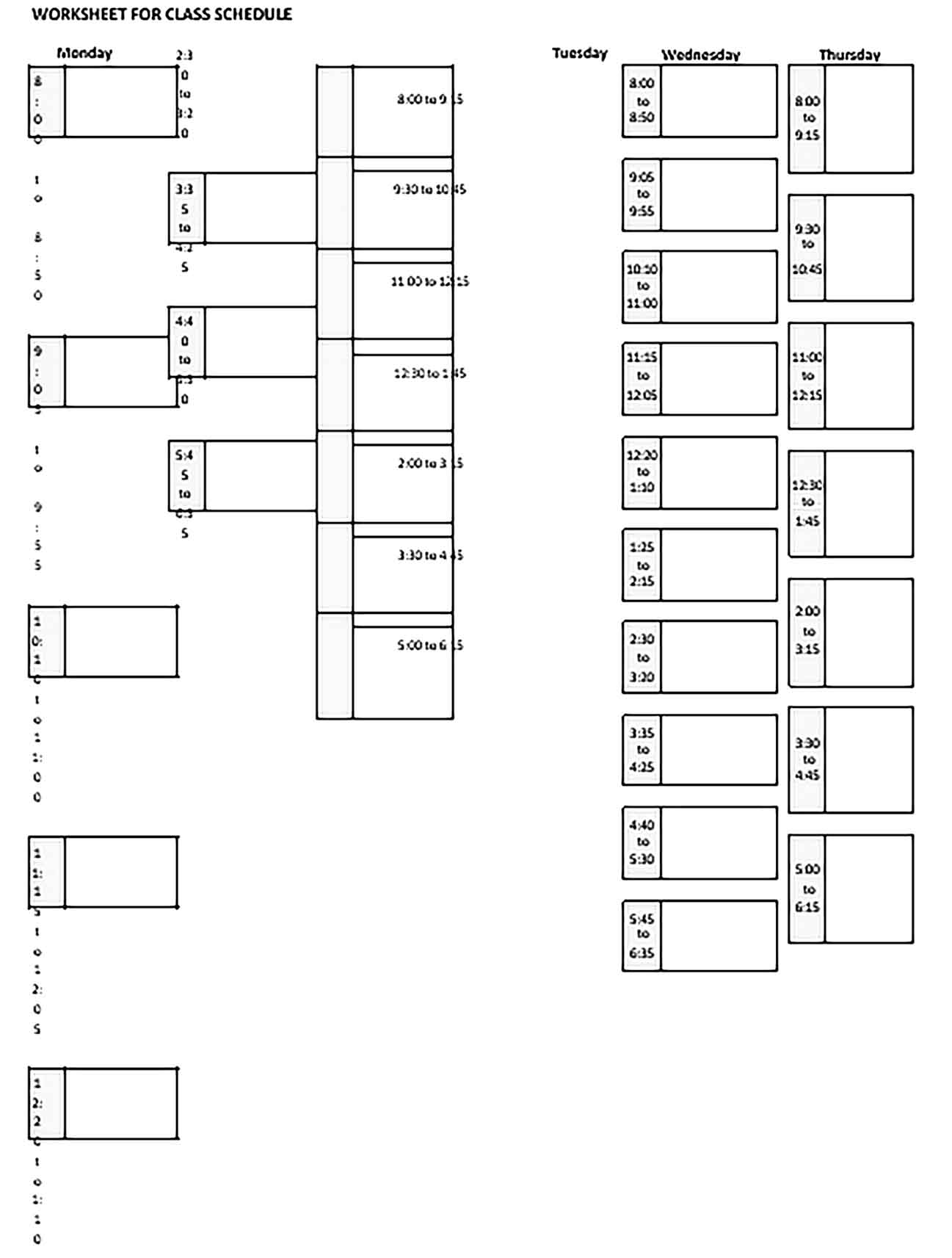 Template Blank School Schedule Printable Sample