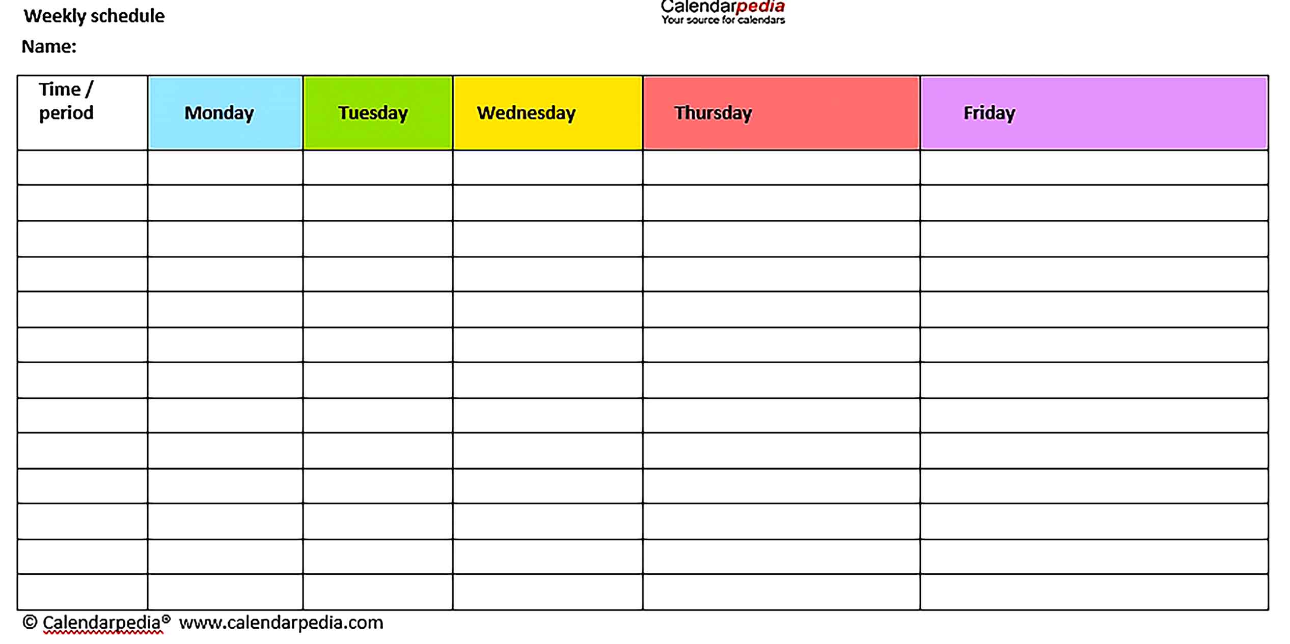 Template Blank Weekly Workout Schedule Sample