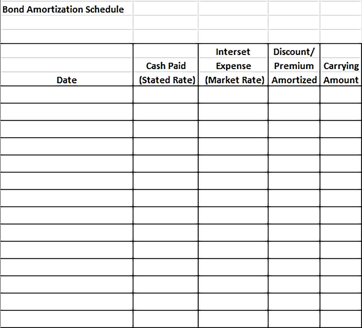 Template Bond Amortization Schedule Sample