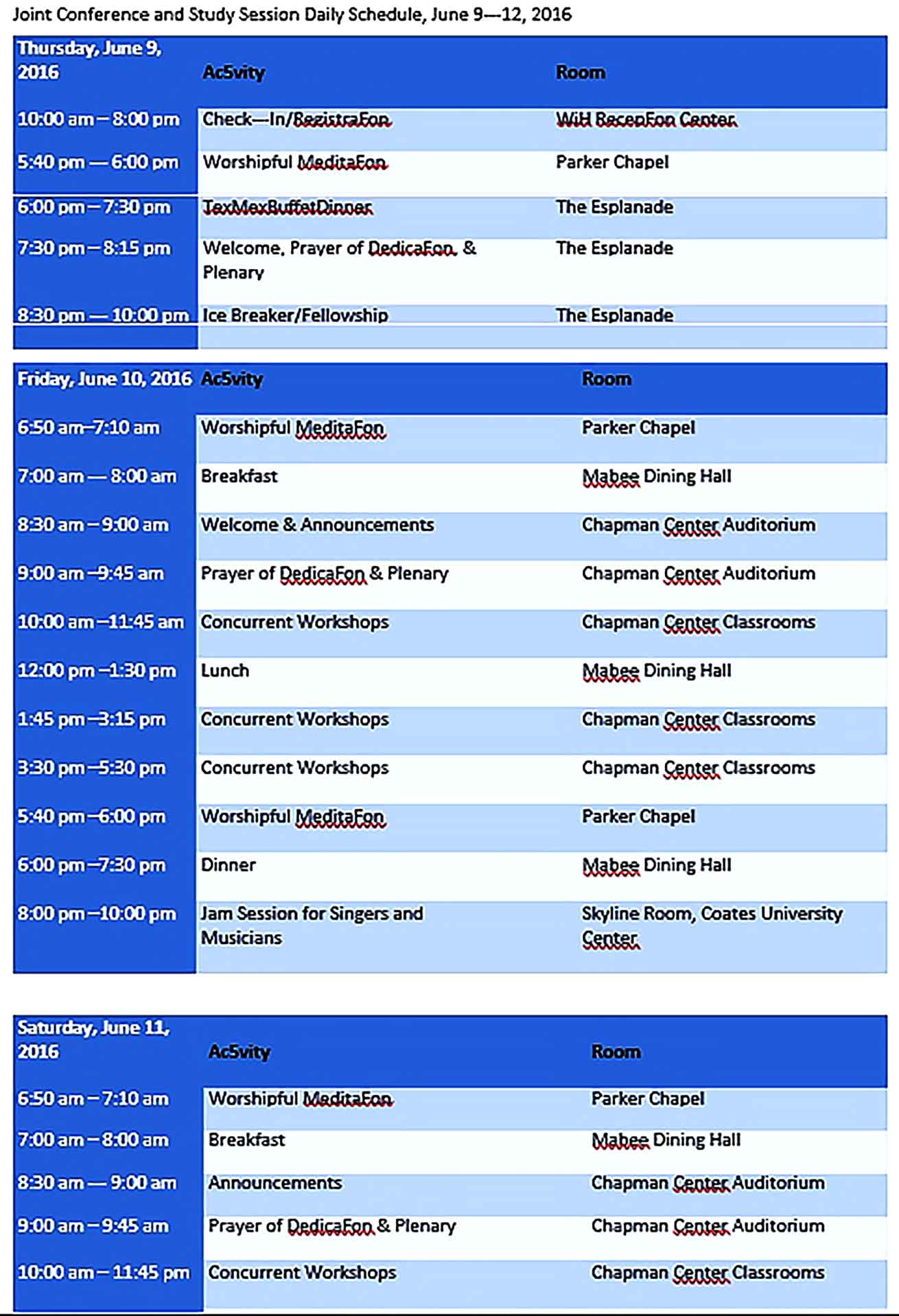 Template Conference Room Daily Schedule Sample Copy