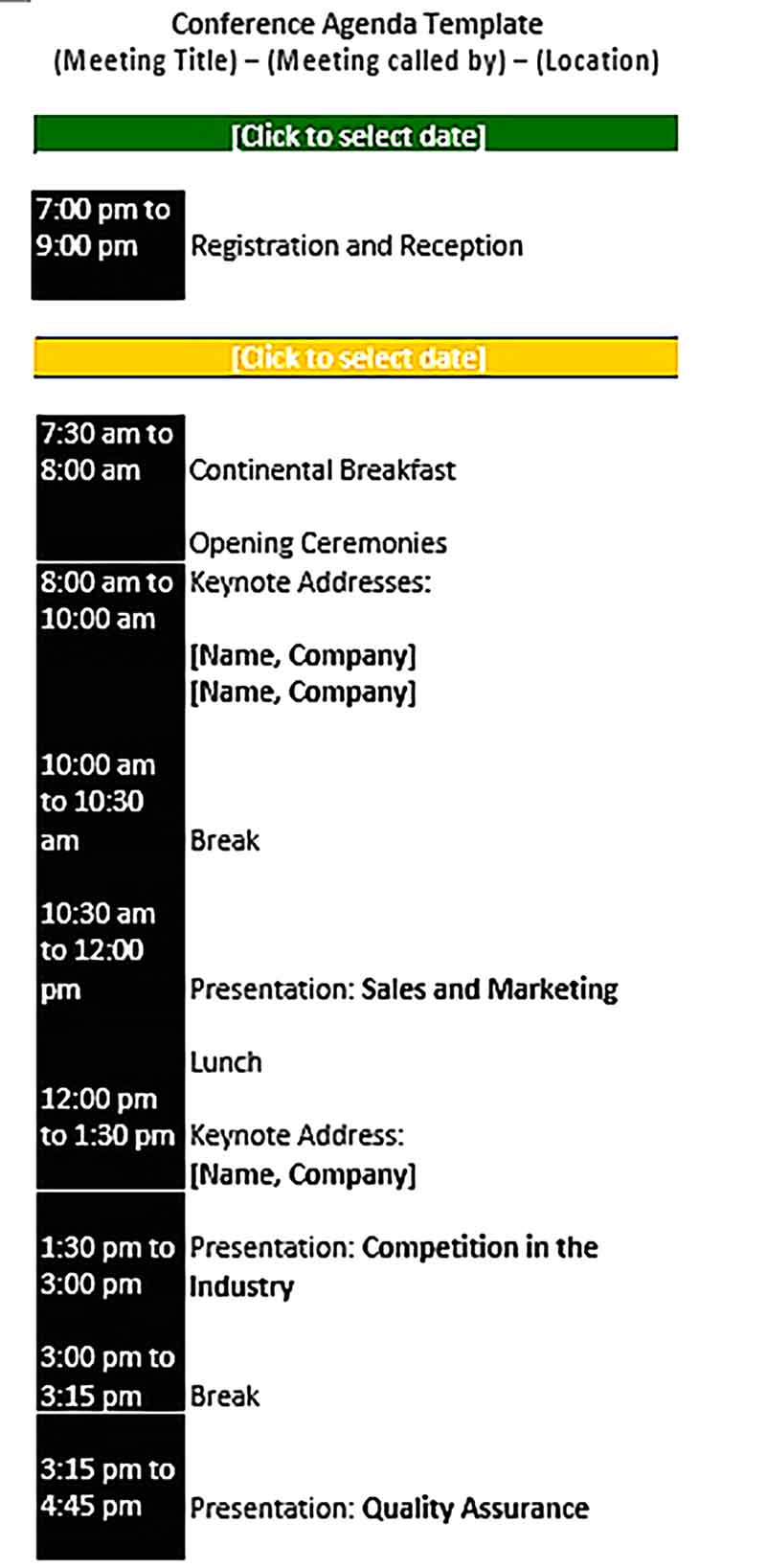 Template Conference Schedule Presentation Sample