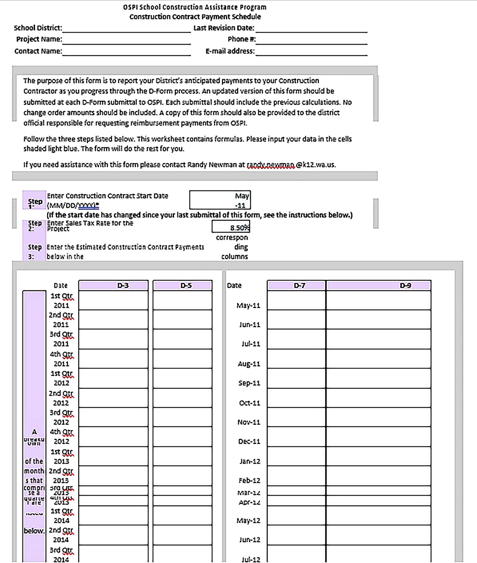 Template Construction Contract Payment Schedule Sample