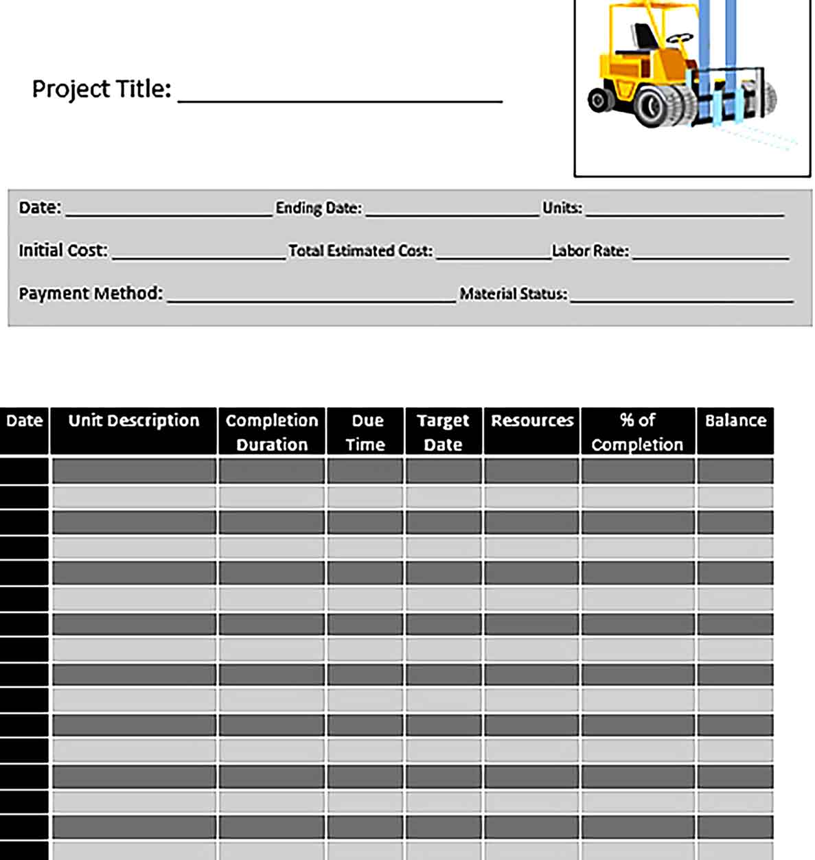 Template Construction Project Work Schedule Sample