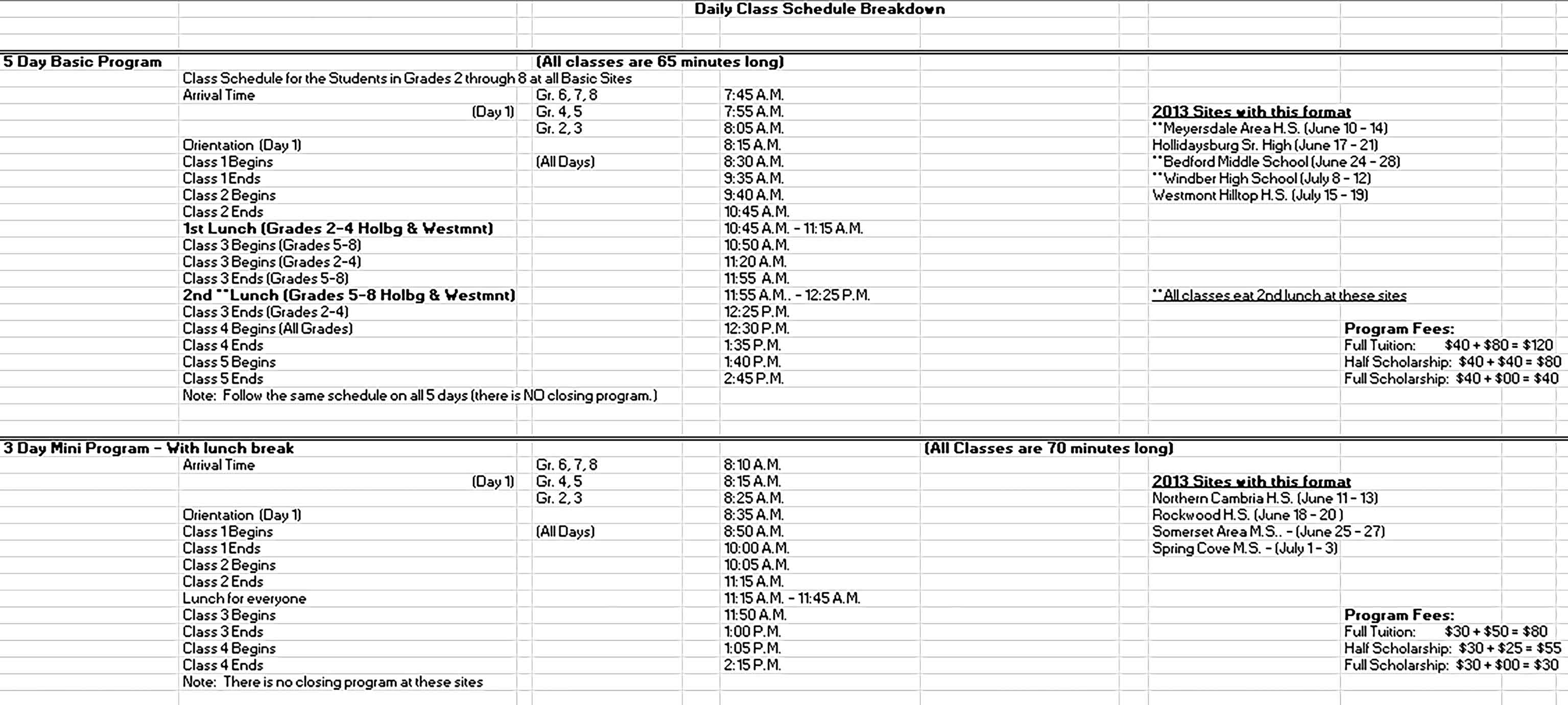 Template Daily Class Schedule Excel Sample