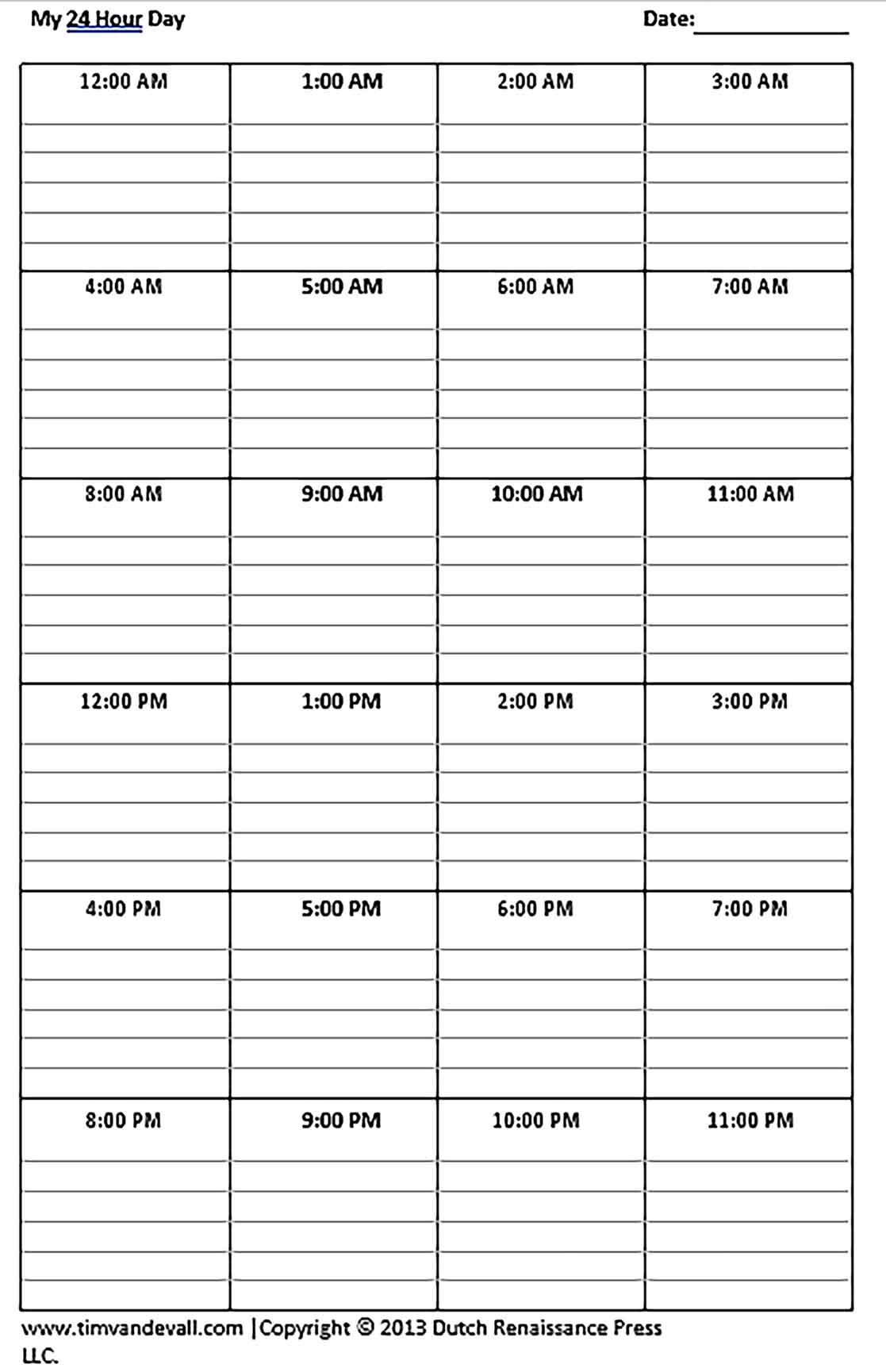 Template Daily Schedule in Sample Copy