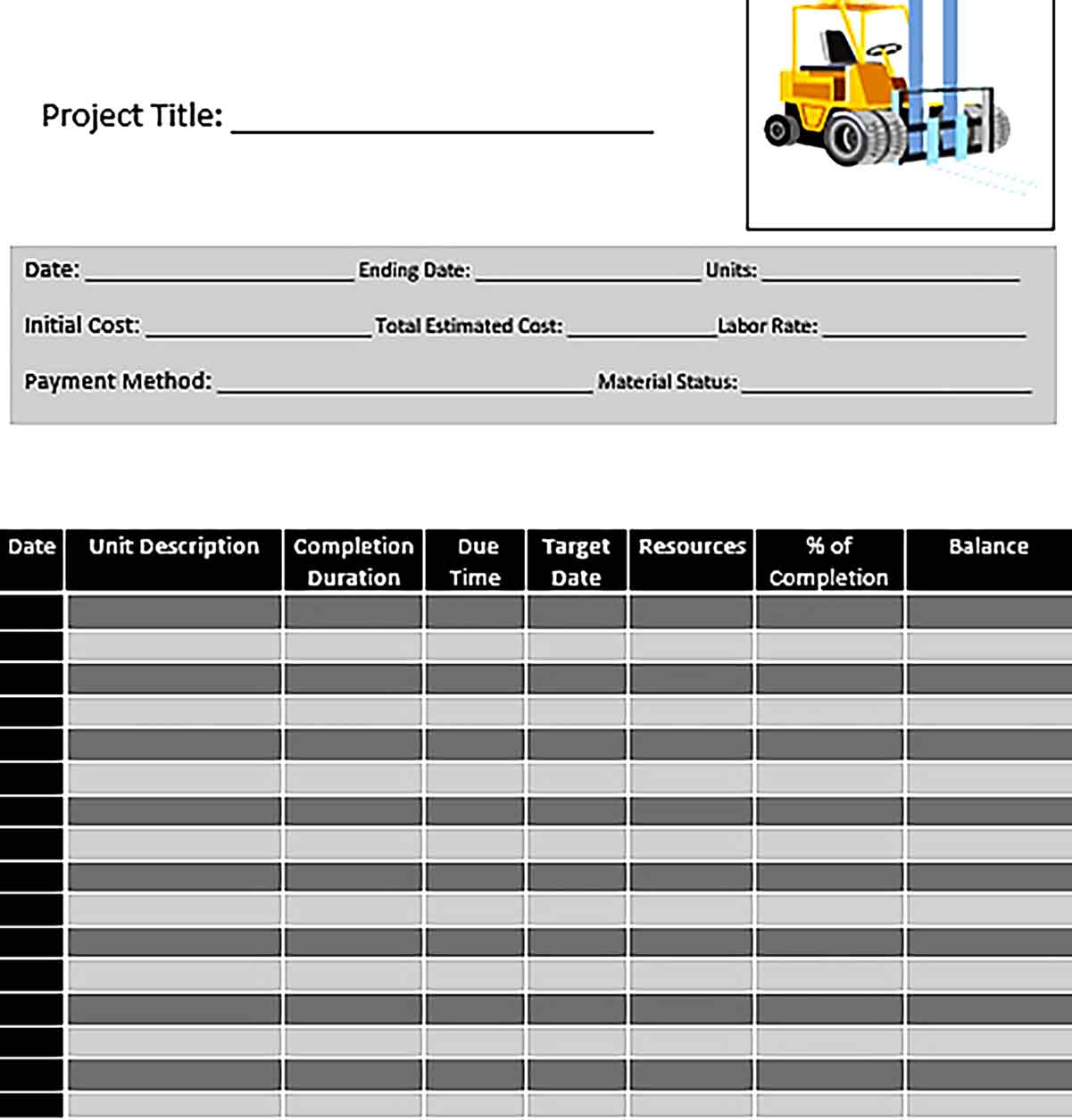 Template Editable Construction Activity Schedule Word Doc Sample