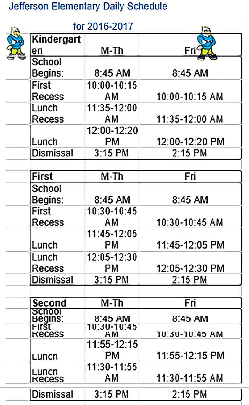 Template Elementary Daily Schedule Sample Copy