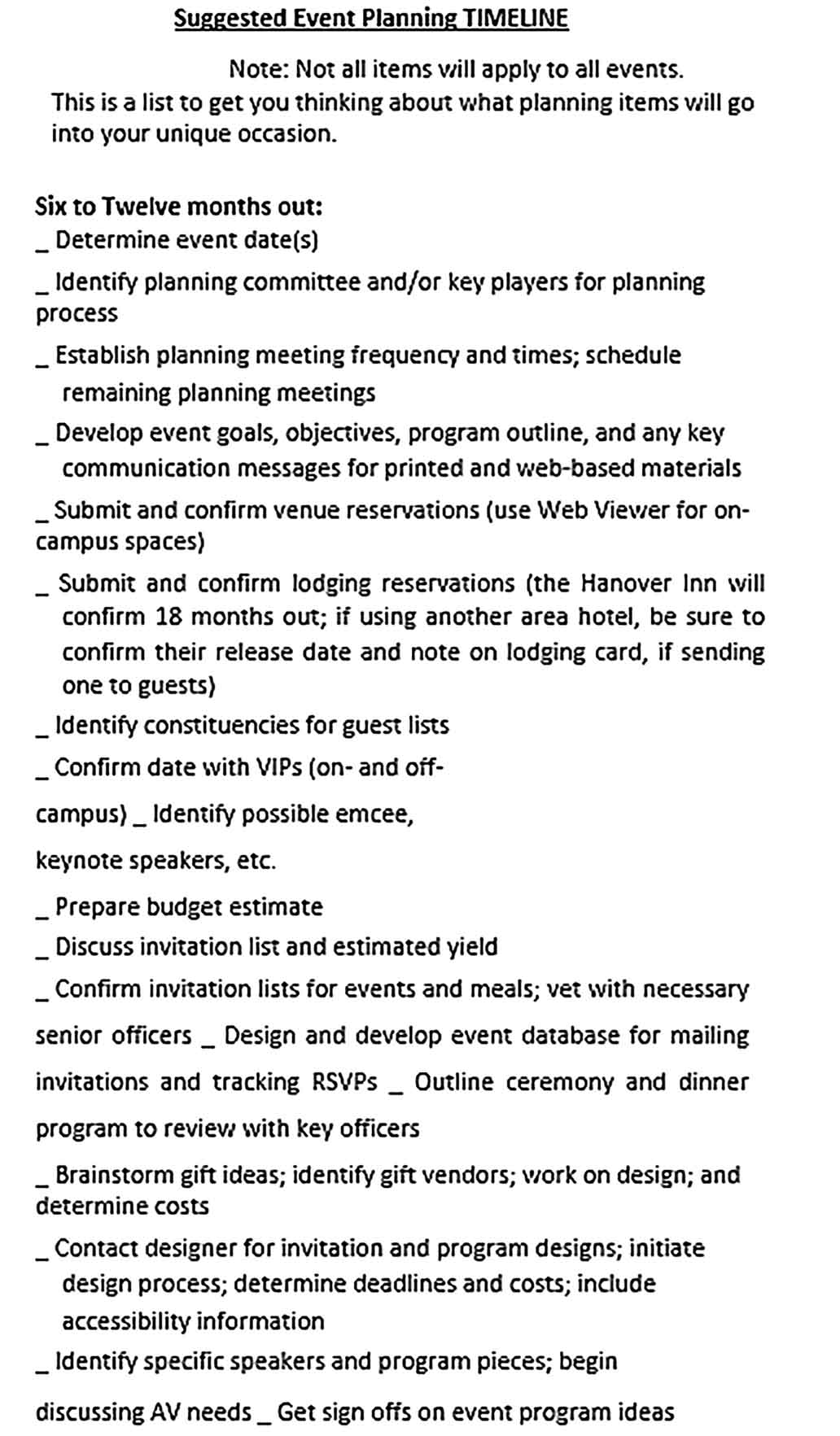 Template Event Planning Production Schedule Sample