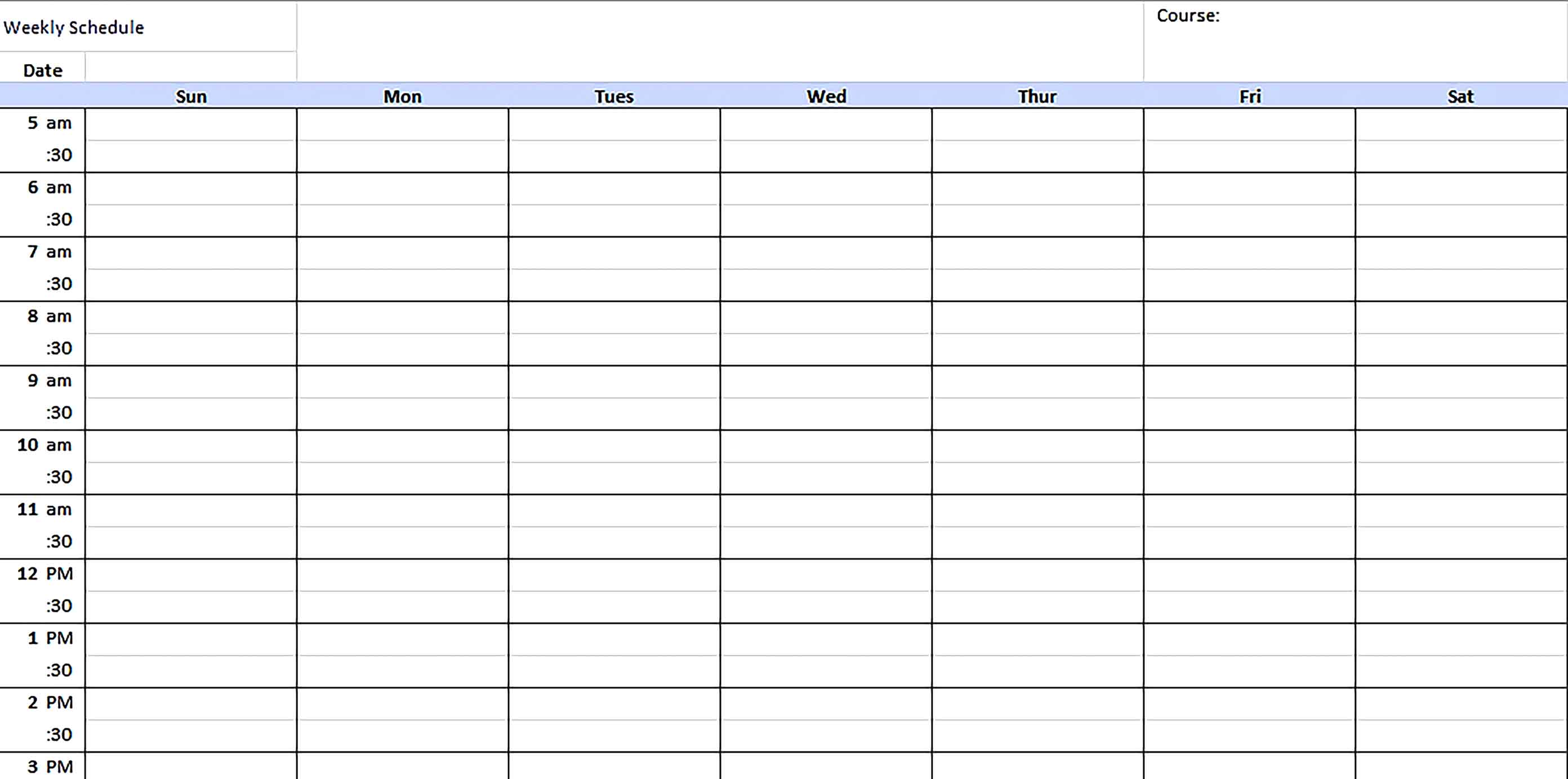 Template Excel Weekly Schedule .doc Sample