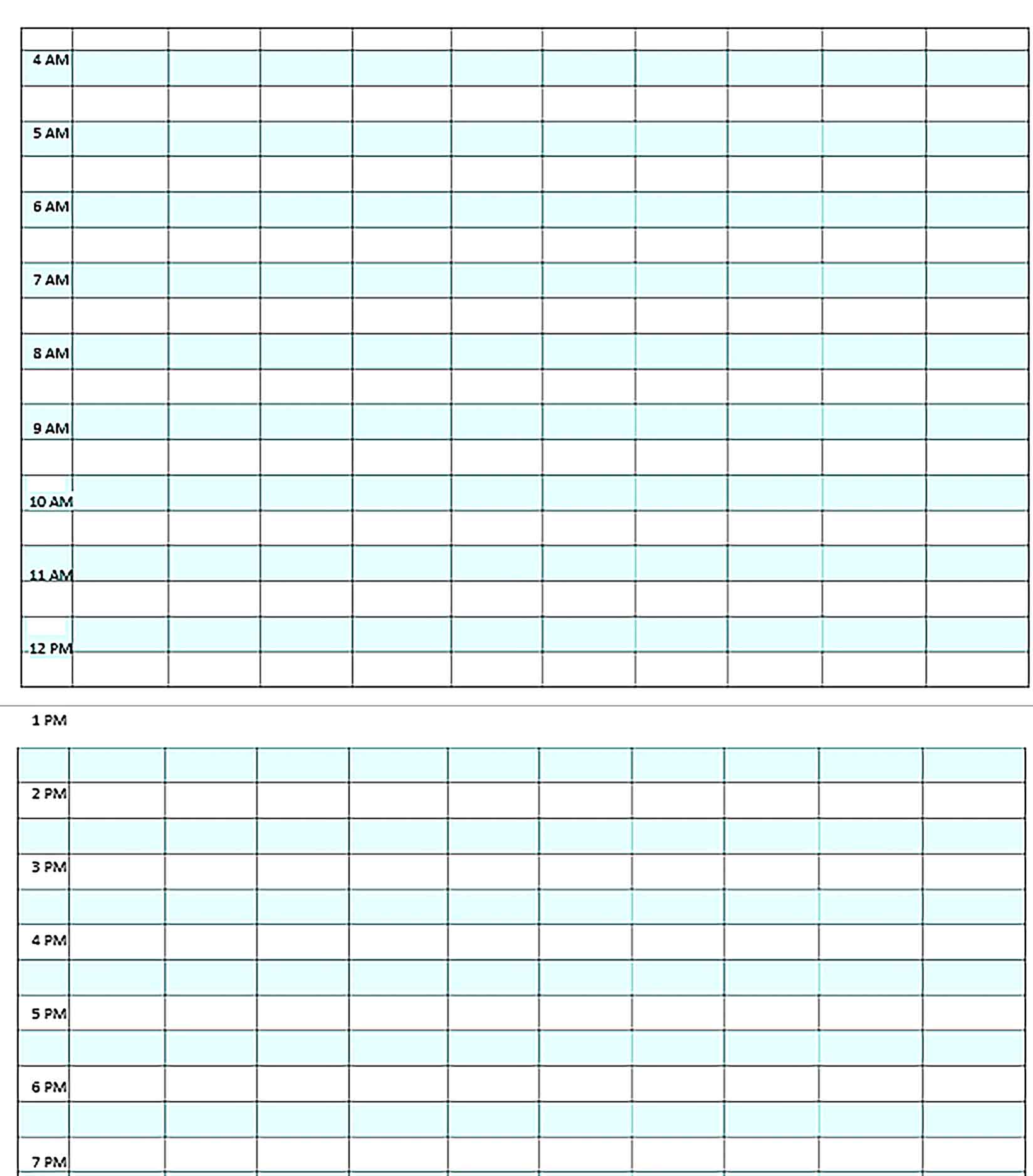 Template Family Hourly Schedule Sample