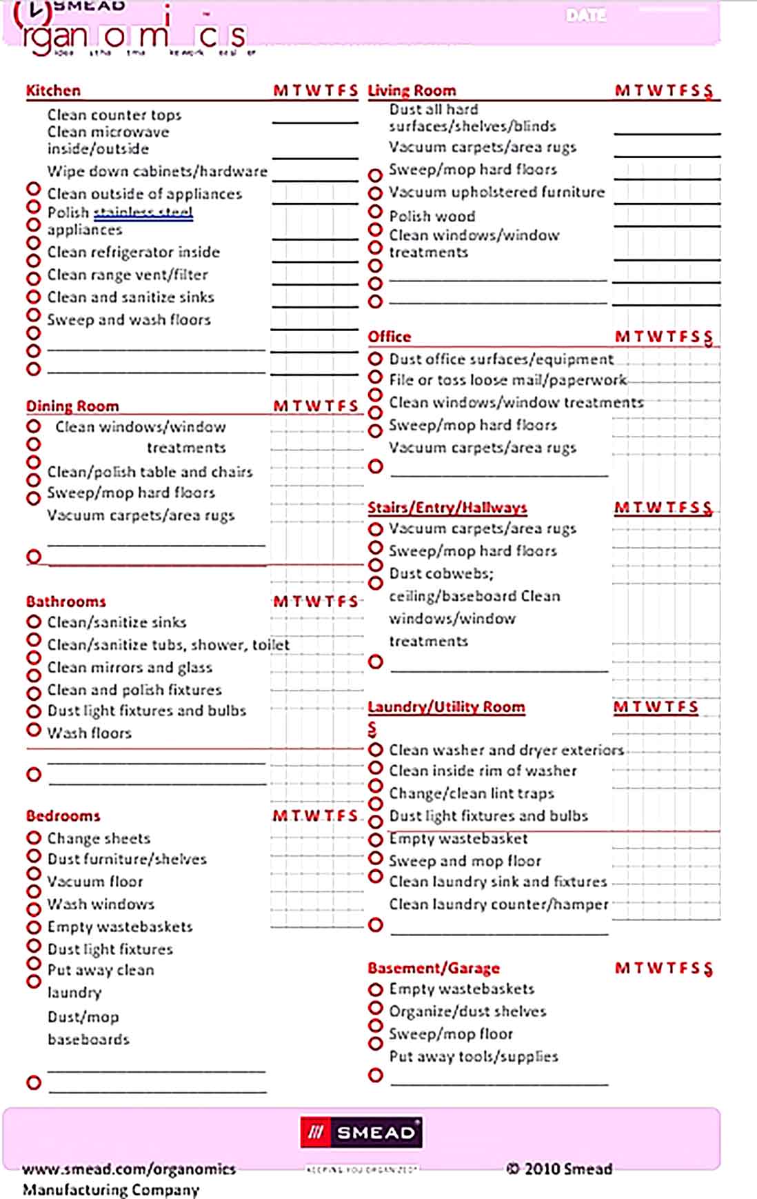 Template House Cleaning Checklist Sample
