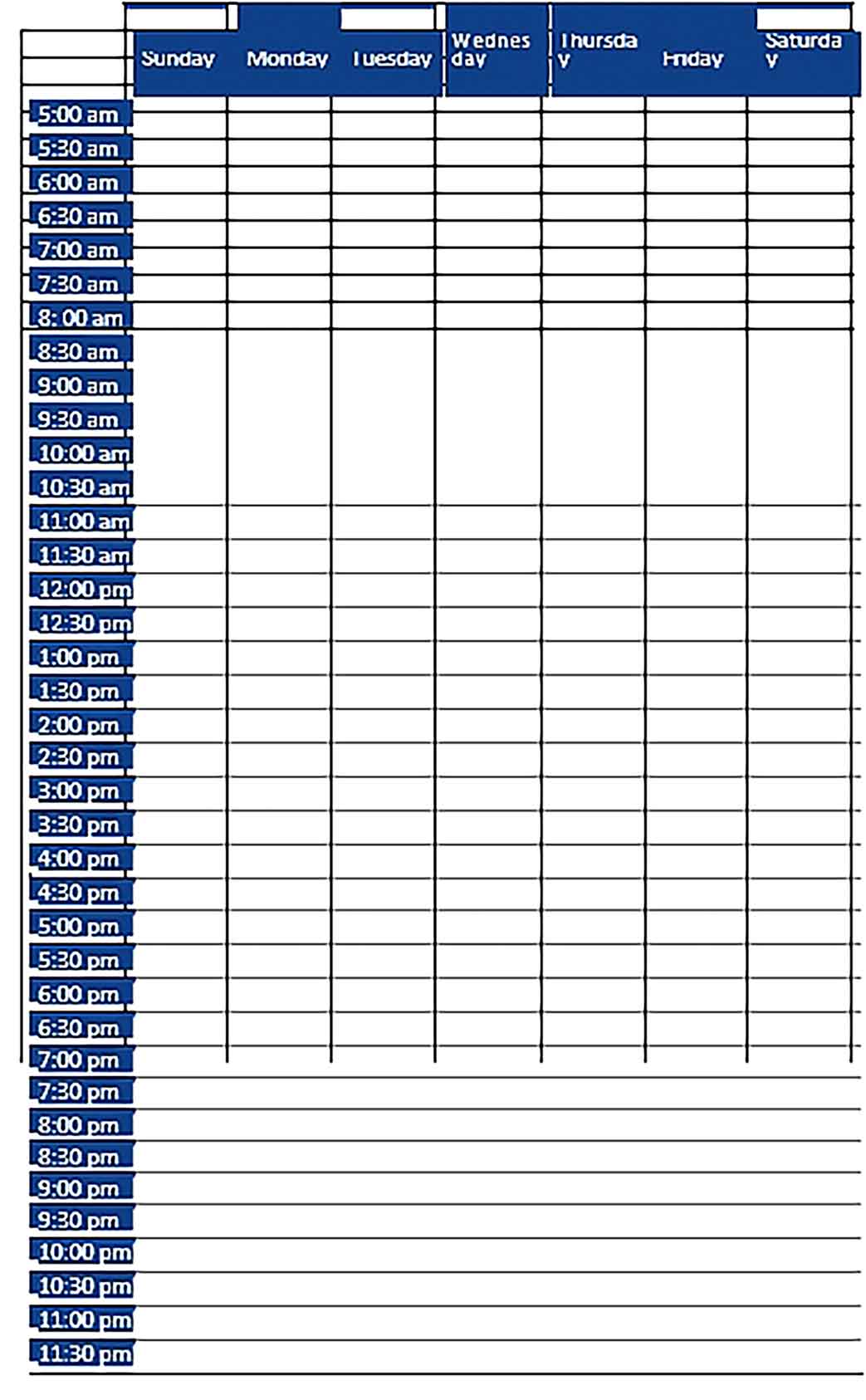Template Modern Family Scheduling Word Doc Sample
