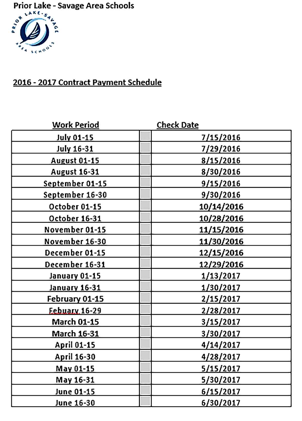 Template School Contract Payment Schedule Sample