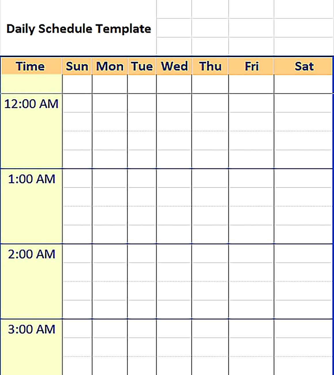 Template daily schedule Sample 003 Copy
