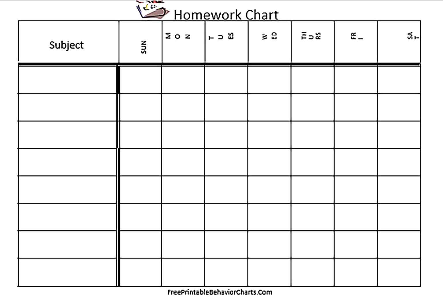 Template homework chart Sample