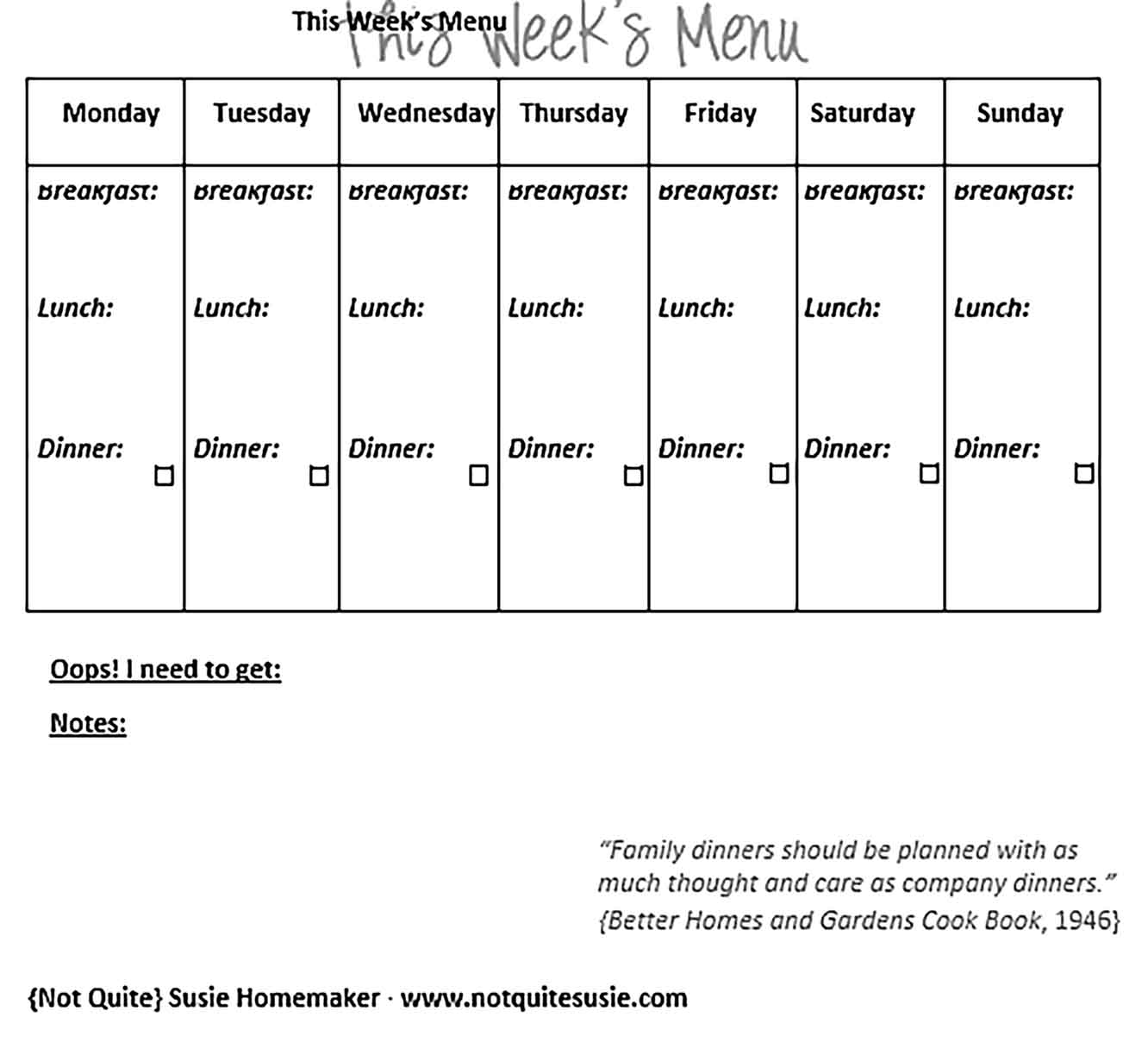Template weekly meal plan printable Sample