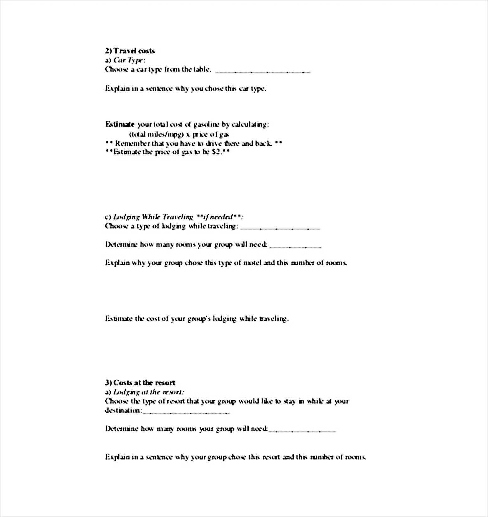 Vacation Budget Activity Plan Template PDF Download 1