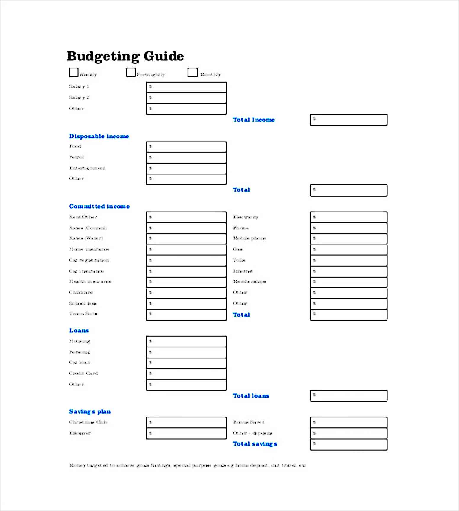 Weekly Budget Planner Template