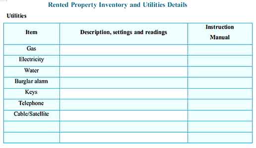 download rented property inventory and utilities template