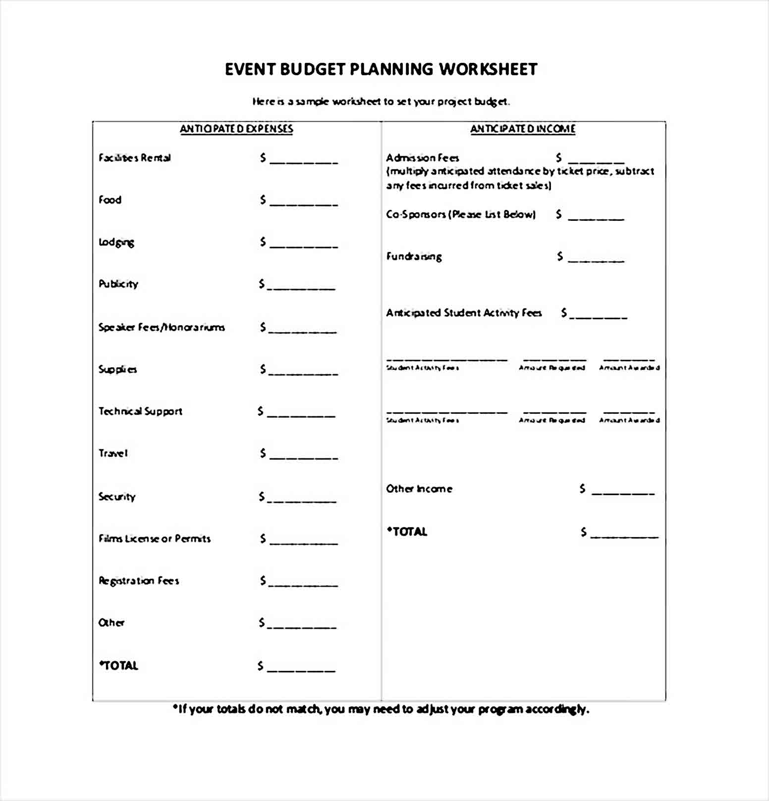 event budget tracker template PDF Download 1