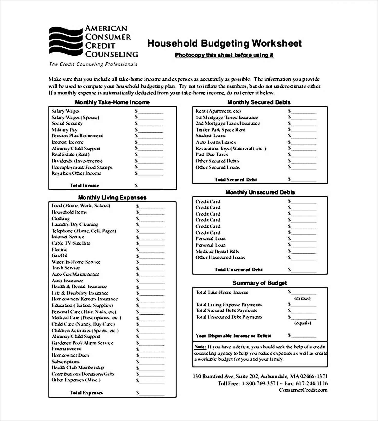 household budget tracker template PDF Format 1