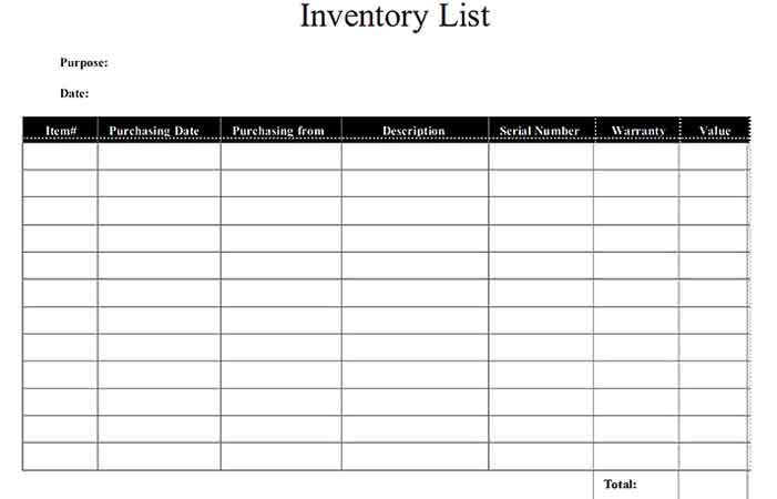 it inventory list Templates Sample