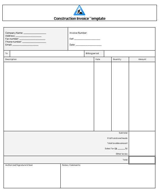 Construction Invoice Form