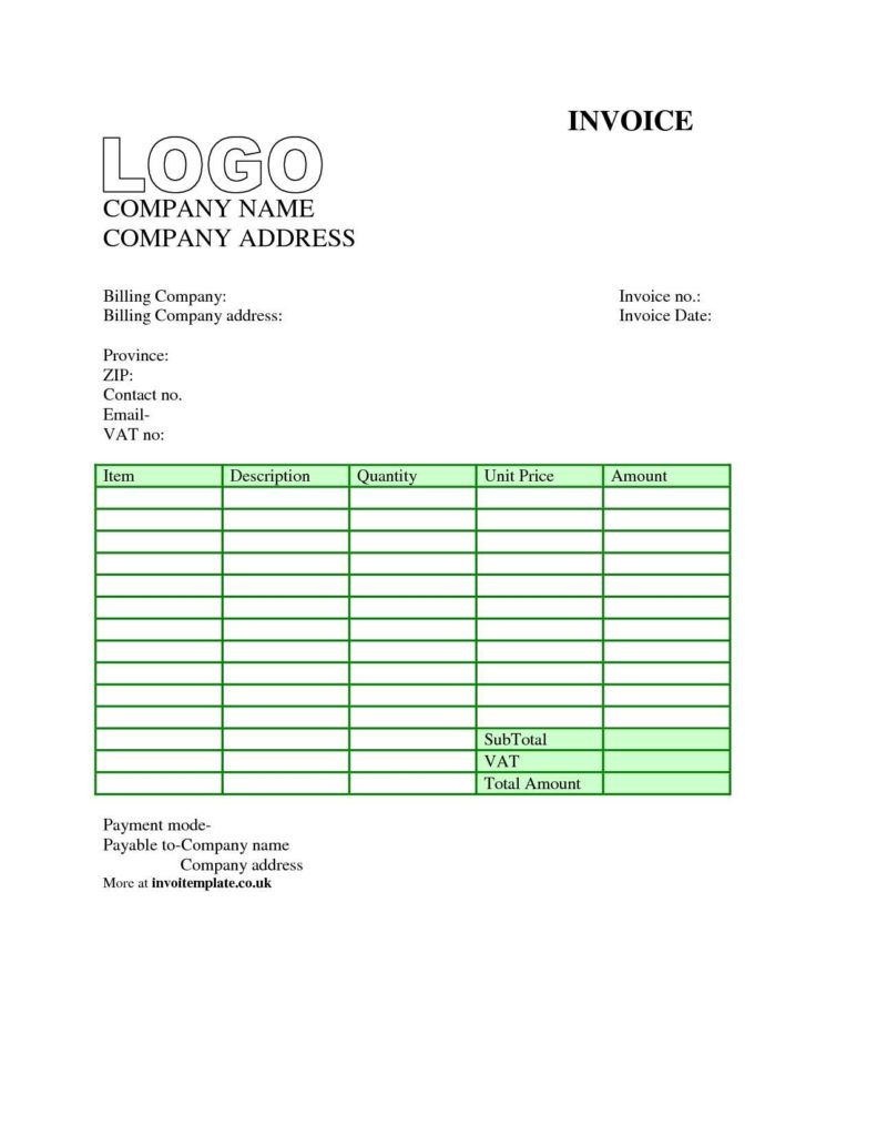 Freight Invoice Templates Sample