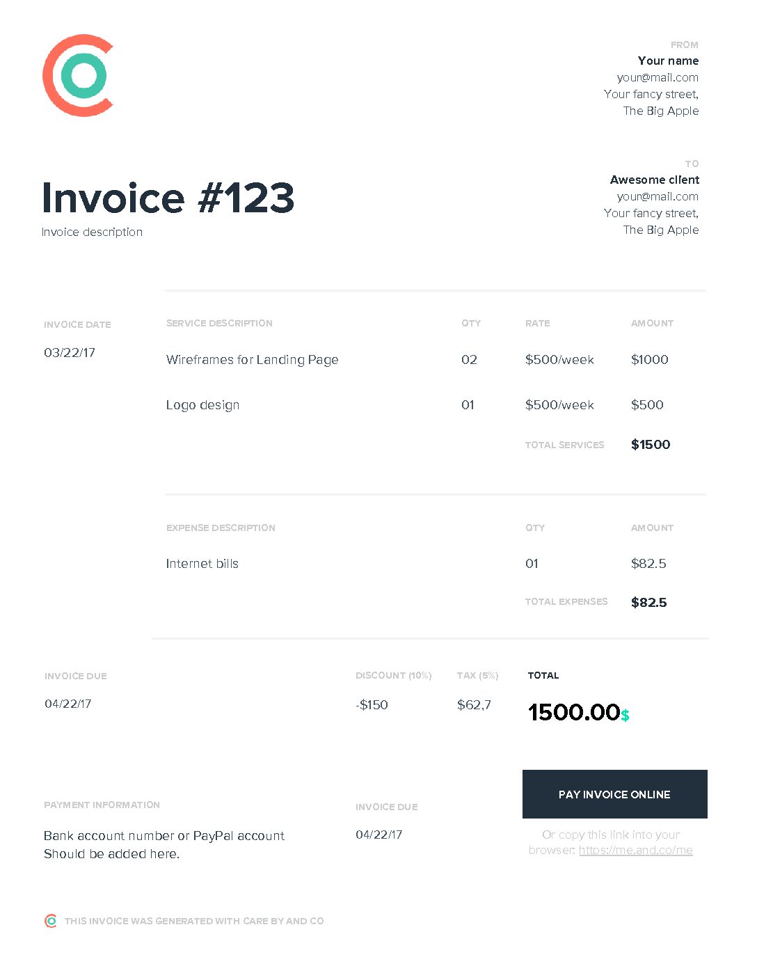 Printable Hourly Invoice Templates