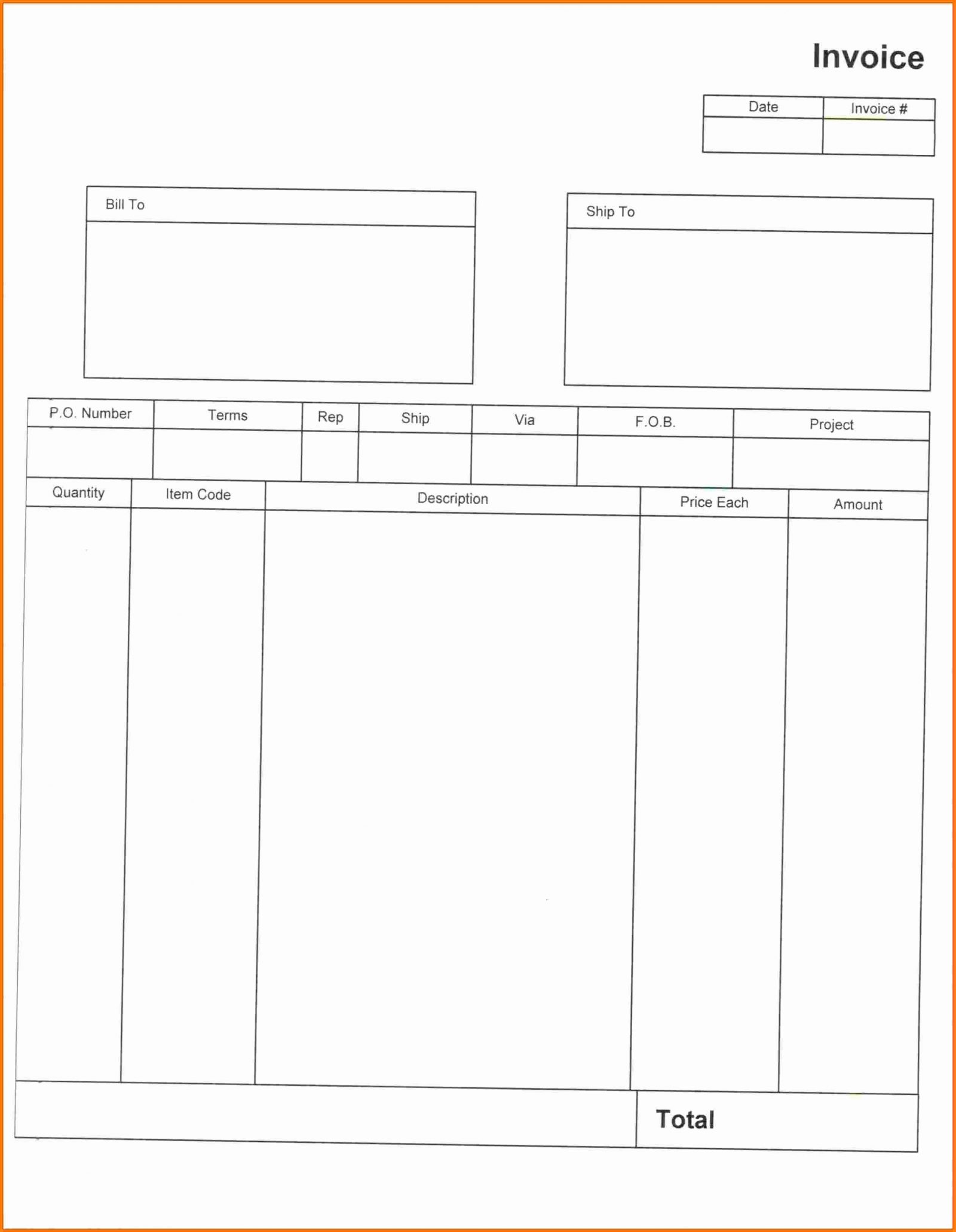 Printable Standard Invoice Template