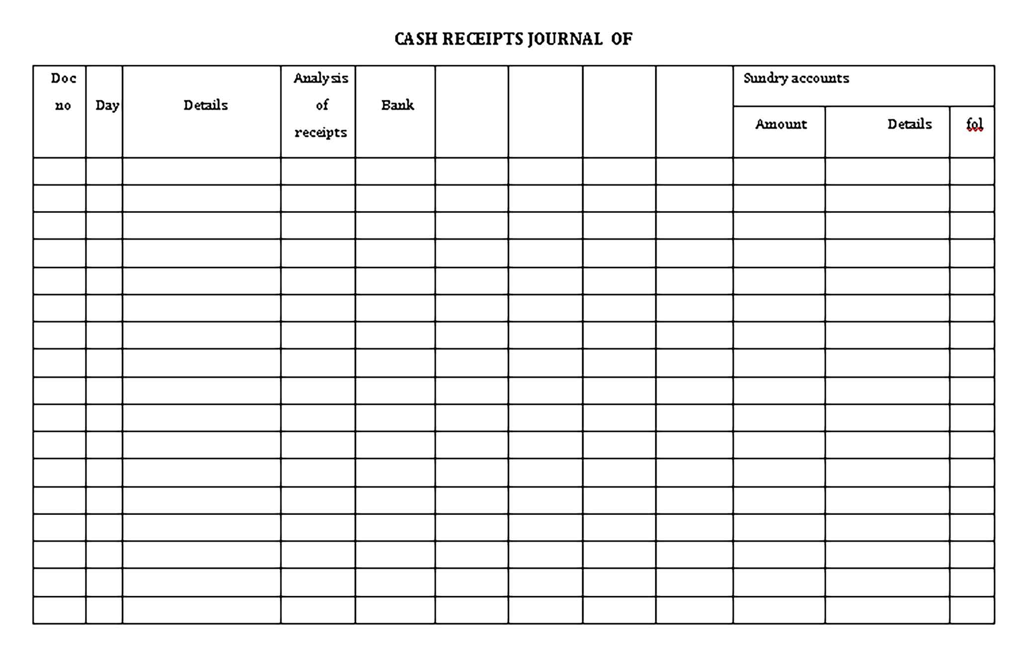 Sample Cash Receipts Journal Templates